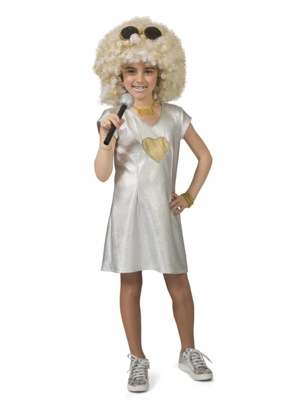 Robe Disco Fille Argent et Or