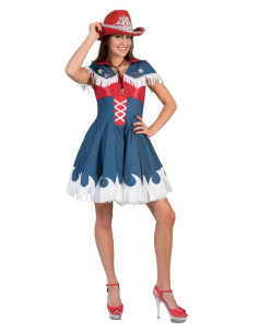 Robe Country Femme, bleu, blanc, rouge