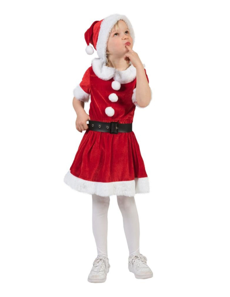 Mère Noël fillette 6 mois au 7 ans (robe et bonnet)