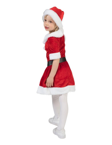 Mère Noël fillette 6 mois au 7 ans (robe et bonnet)