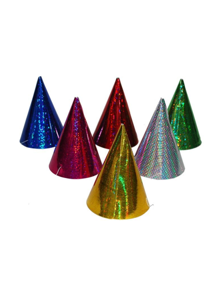 6 chapeaux de fête en carton pailletté