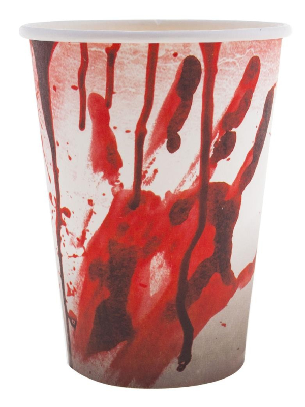 8 Verres en carton (Halloween, tachés de sang)