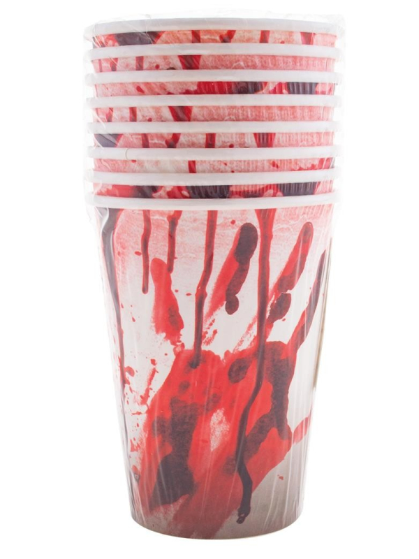8 Verres en carton (Halloween, tachés de sang)