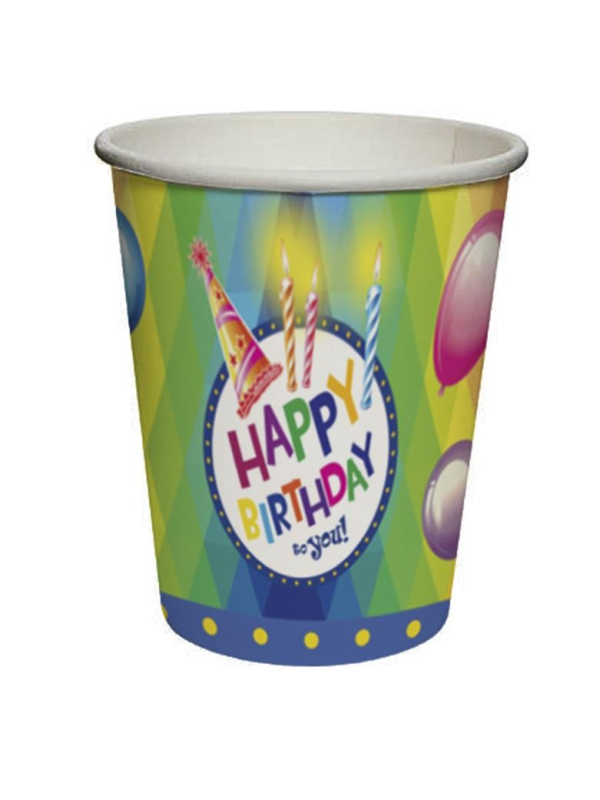 8 Gobelets en carton  Happy  Birthday