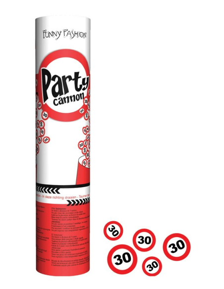 Tireur de confettis 20cm pour les 30ans, motif panneaux de signalisation