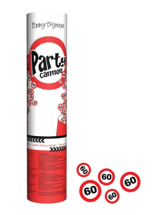 Tireur de confettis 20cm pour les 60 ans, motif panneaux de signalisation