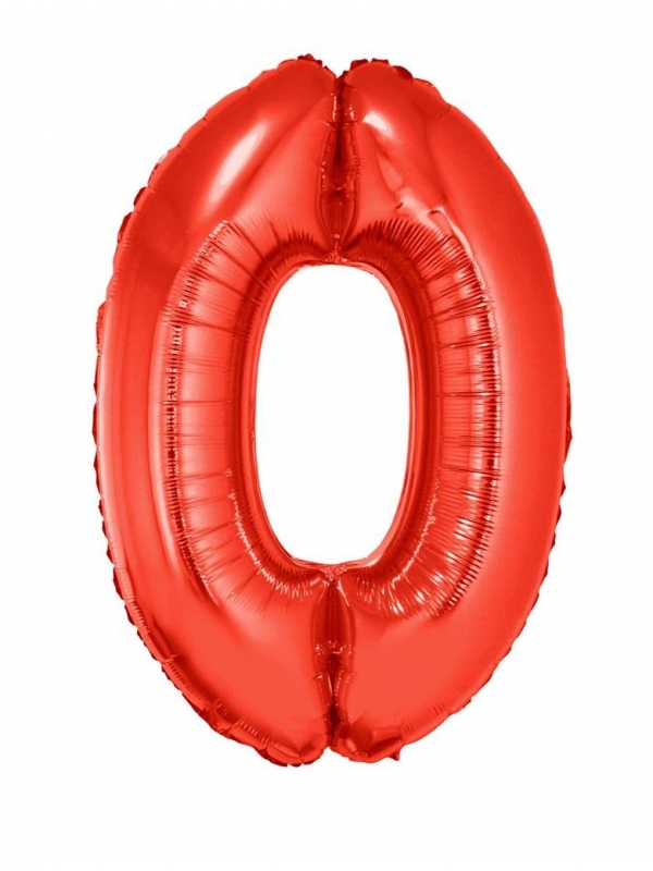 Ballon aluminium chiffre 0 rouge - 102 cm