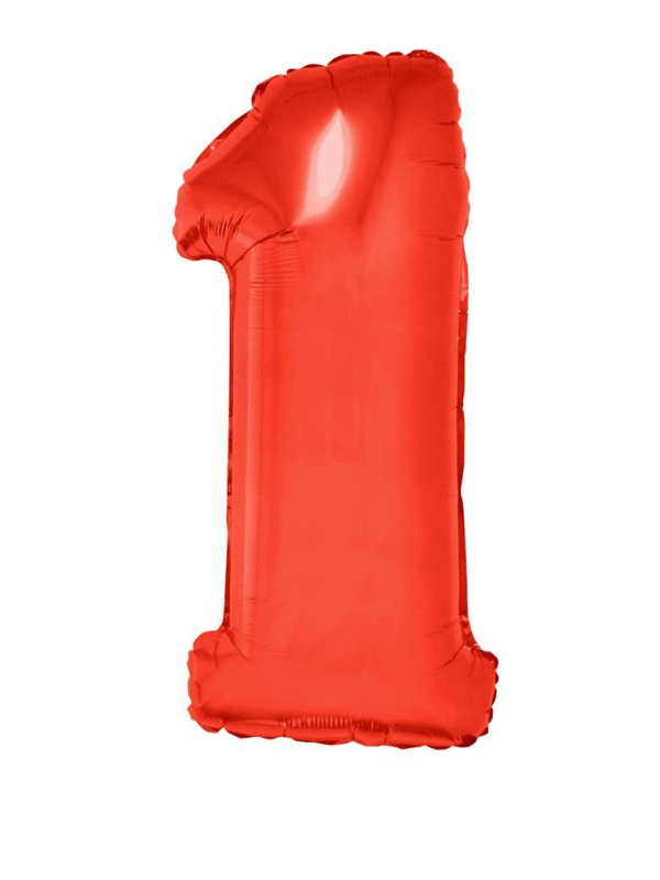 Ballon anniversaire rouge chiffre 1 - 102cm