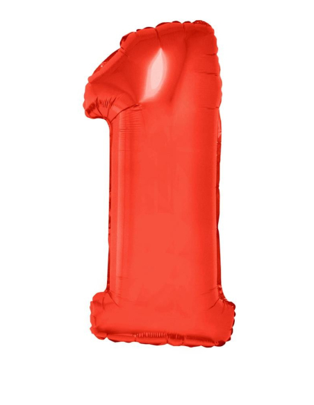 Ballon anniversaire rouge chiffre 1 - 102cm