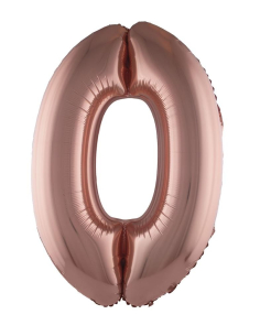 Ballon Aluminium Champagne ou Rose mordoré chiffre -0- taille 102 cm