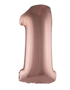 Ballon Aluminium Champagne ou Rose mordoré chiffre -1- taille 102cm