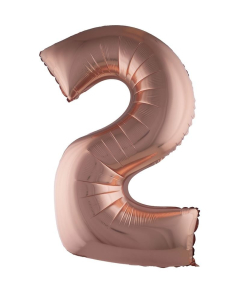 Ballon Aluminium Champagne ou Rose mordoré chiffre -2- taille 102cm