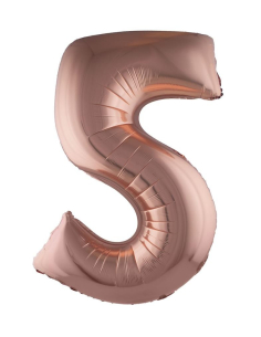 Ballon Aluminium Champagne ou Rose mordoré chiffre -5- taille 102cm