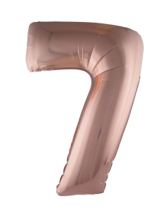 Ballon Aluminium Champagne ou Rose mordoré chiffre -7- taille 102cm