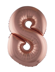 Ballon Aluminium Champagne ou Rose mordoré chiffre -8- taille 102cm