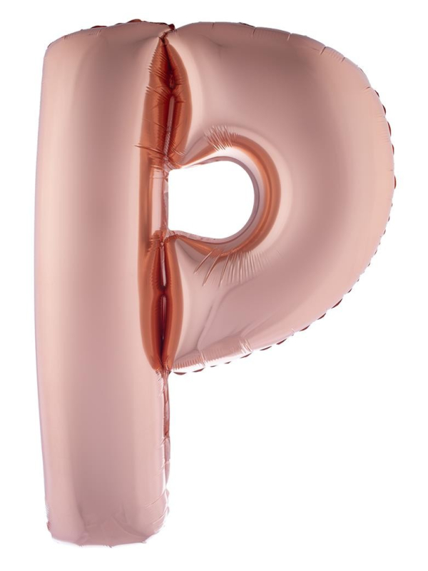 Ballon Aluminium Champagne ou Rose mordoré lettre -P- taille 102cm