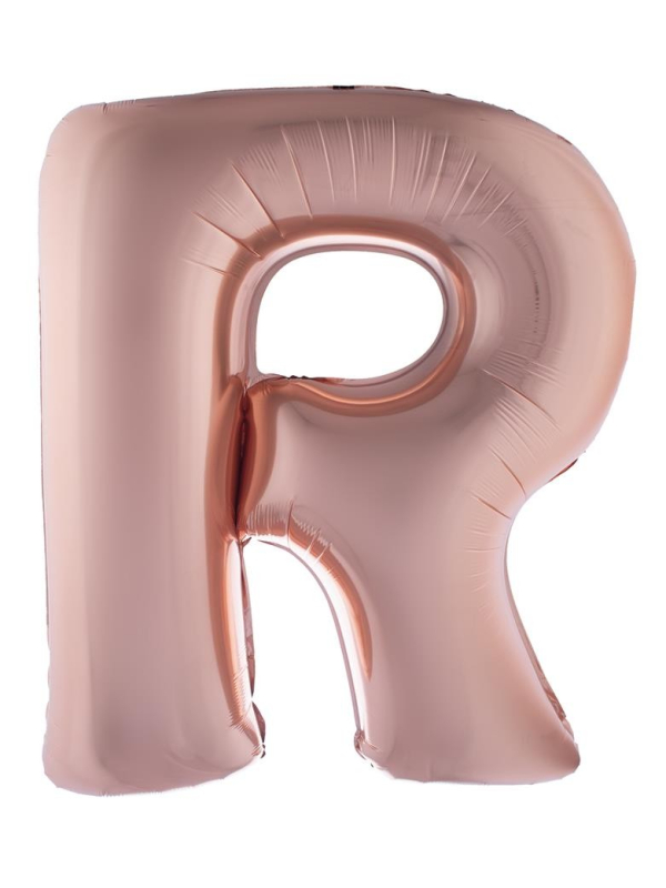 Ballon Aluminium Champagne ou Rose mordoré lettre -R- taille 102 cm