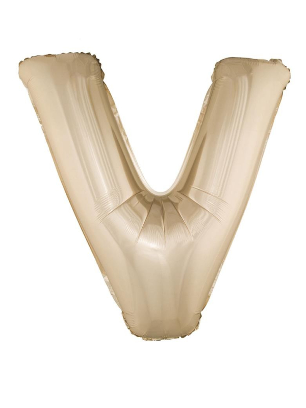 Ballon Aluminium Champagne ou Rose mordoré lettre -V- taille 102cm