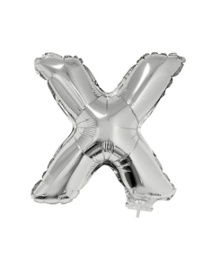Ballon métallisé argenté avec baton lettre -X- taille 41cm