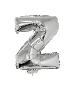 Ballon métallisé argenté avec baton lettre-Z- taille 41cm
