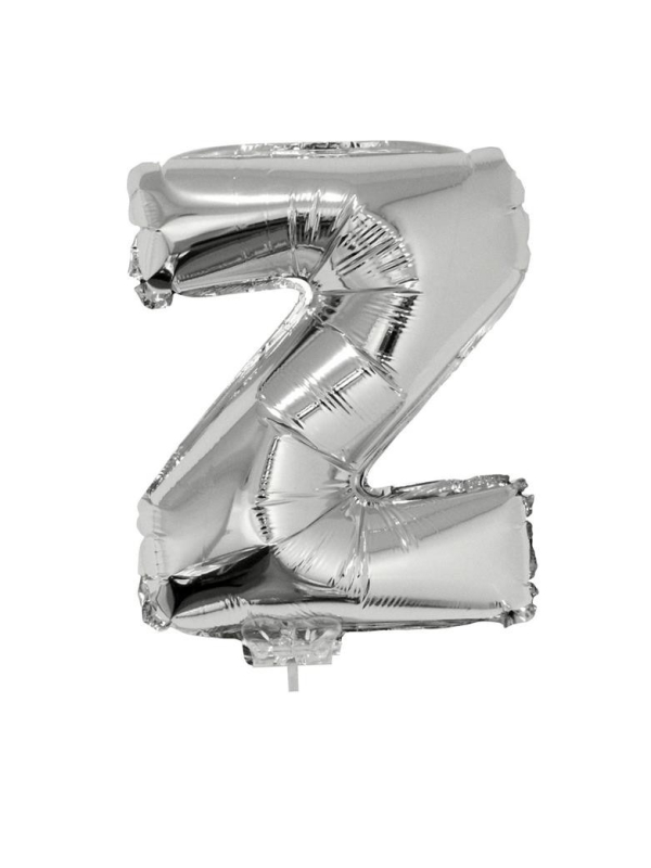 Ballon métallisé argenté avec baton lettre-Z- taille 41cm