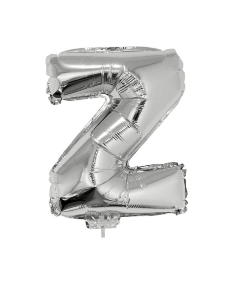 Ballon métallisé argenté avec baton lettre-Z- taille 41cm