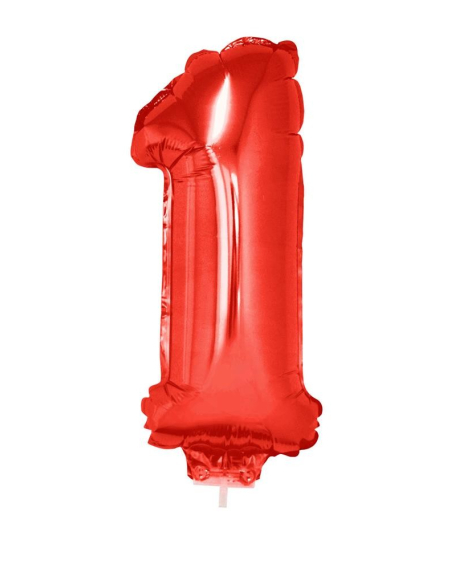 Ballon aluminium rouge chiffre -1- 41 cm
