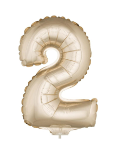 Ballon Aluminium champagne ou rose mordoré avec baton chiffre -2- taille 41cm