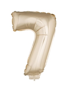 Ballon Aluminium champagne ou rose mordoré avec baton chiffre -7- taille 41cm.