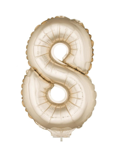 Ballon Aluminium champagne ou rose mordoré avec baton chiffre-8- taille 41cm