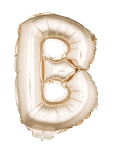 Ballon Aluminium Champagne ou Rose mordoré avec baton lettre -B- taille 41cm