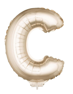 Ballon Aluminium Champagne ou Rose mordoré avec baton lettre -C- taille 41cm