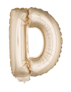 Ballon Aluminium Champagne ou Rose mordoré avec baton lettre -D- taille 41 cm