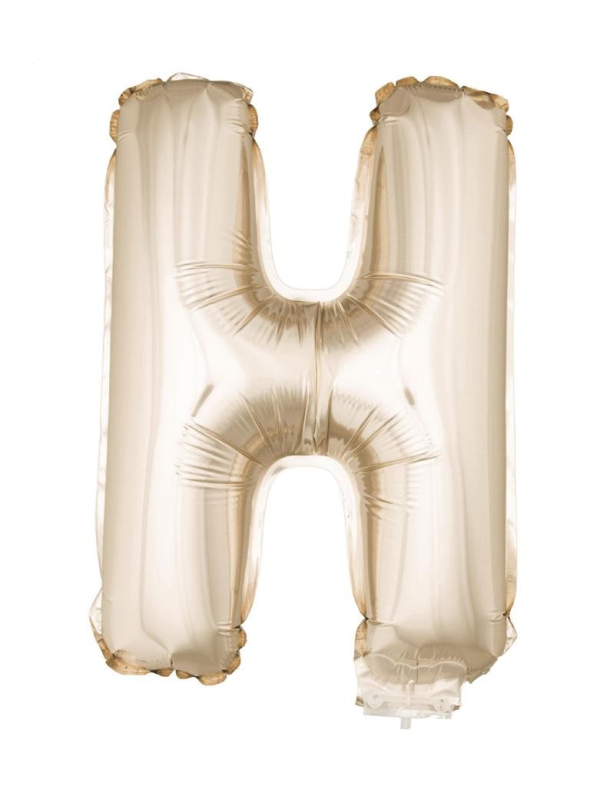 Ballon Aluminium Champagne ou Rose mordoré avec baton lettre -H- taille 41cm