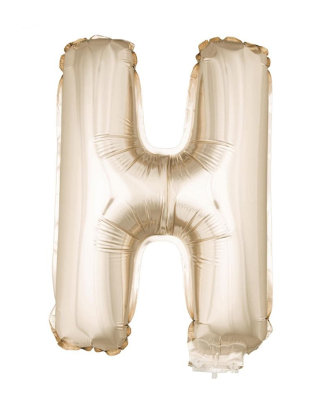Ballon Aluminium Champagne ou Rose mordoré avec baton lettre -H- taille 41cm
