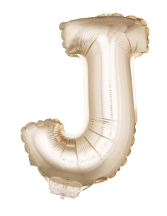 Ballon Aluminium Champagne ou Rose mordoré avec baton lettre -J- taille 41cm