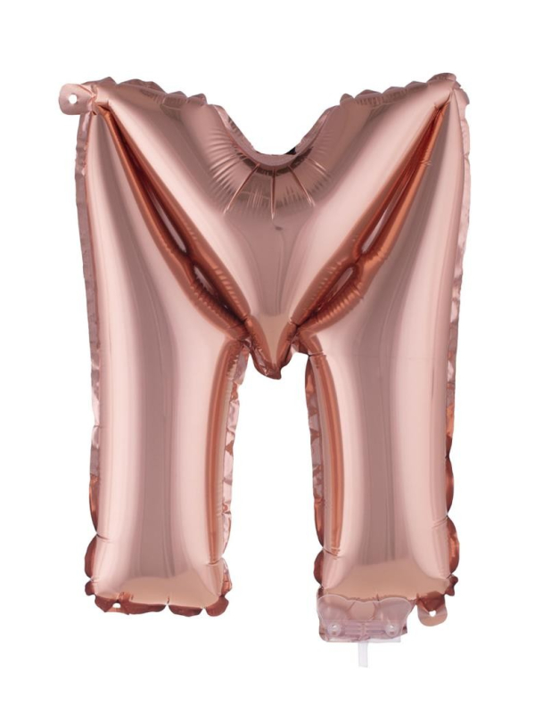 Ballon Aluminium Champagne ou Rose mordoré avec baton lettre -M- taille 41cm