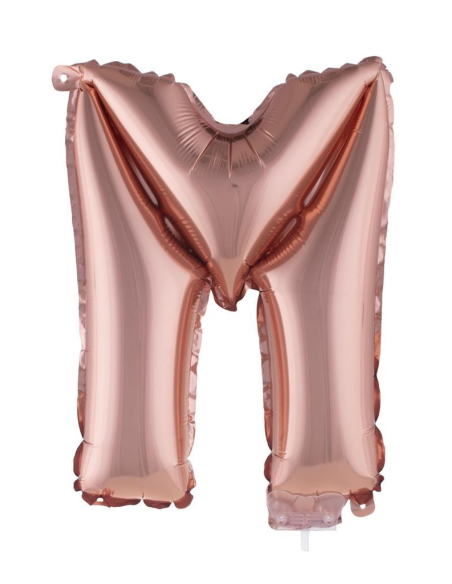 Ballon Aluminium Champagne ou Rose mordoré avec baton lettre -M- taille 41cm