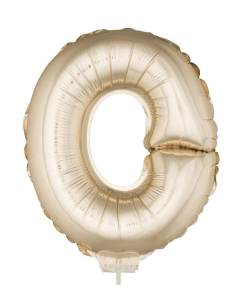 Ballon Aluminium Champagne ou Rose mordoré avec baton lettre -O- taille 41cm
