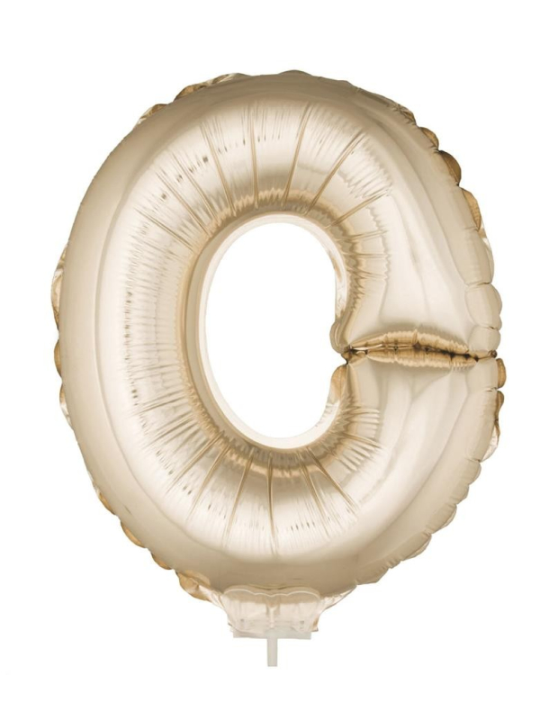 Ballon Aluminium Champagne ou Rose mordoré avec baton lettre -O- taille 41cm
