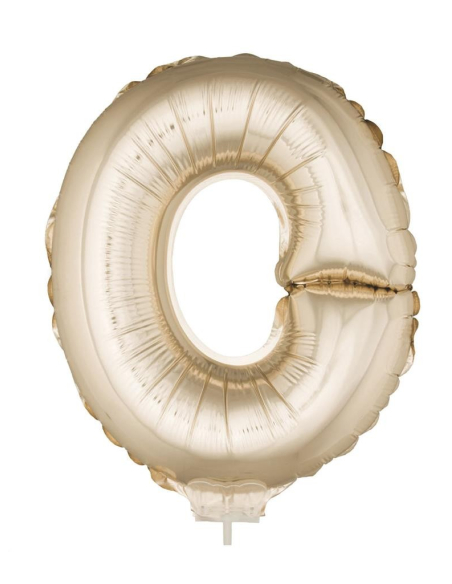 Ballon Aluminium Champagne ou Rose mordoré avec baton lettre -O- taille 41cm