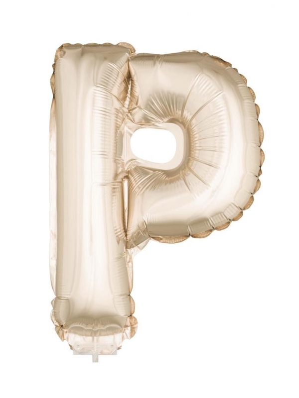 Ballon Aluminium Champagne ou Rose mordoré avec baton lettre -P- taille 41cm