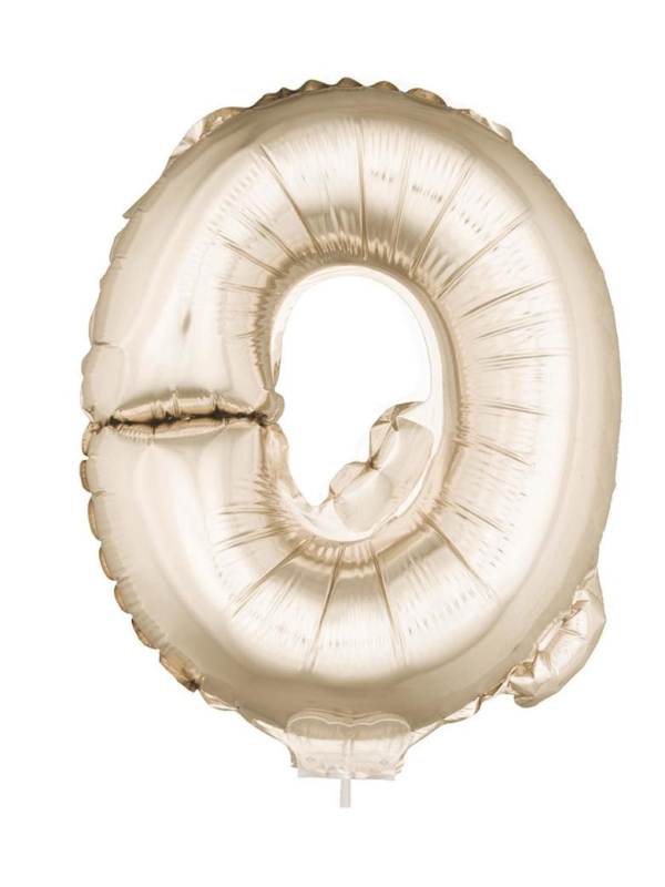 Ballon Aluminium Champagne ou Rose mordoré avec baton lettre -O- taille 41cm