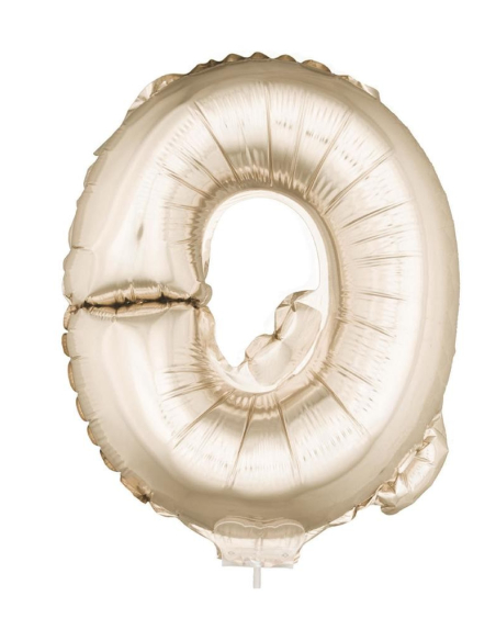 Ballon Aluminium Champagne ou Rose mordoré avec baton lettre -O- taille 41cm