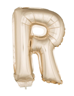 Ballon Aluminium Champagne ou Rose mordoré avec baton lettre -R- taille 41cm