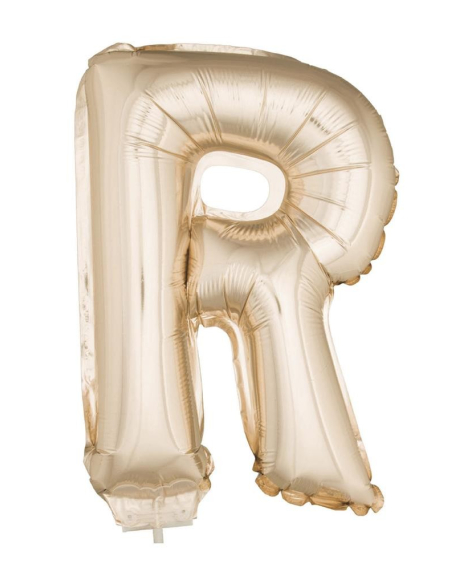 Ballon Aluminium Champagne ou Rose mordoré avec baton lettre -R- taille 41cm