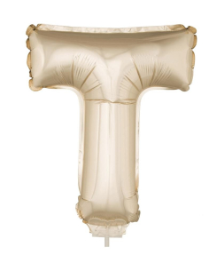 Ballon Aluminium Champagne ou Rose mordoré avec baton lettre -T- taille 41cm