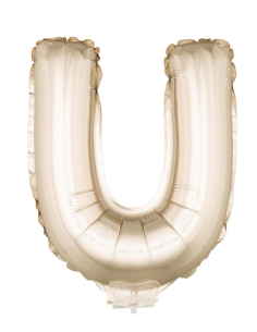 Ballon Aluminium Champagne ou Rose mordoré avec baton lettre -U- taille 41cm