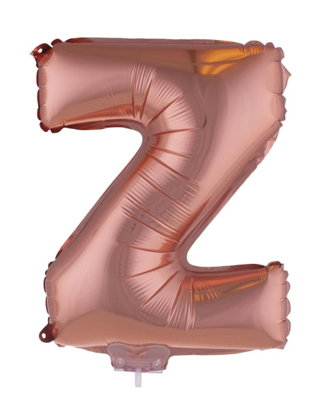 Ballon Aluminium Champagne ou Rose mordoré avec baton lettre -Z- taille 41cm