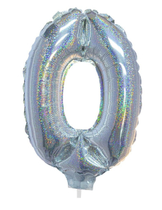 Ballon aluminium, numéro 0 (argent holographique, 41cm)